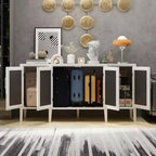 Buffet de rangement d'appoint en bois blanc avec tiroirs pour l'organisation de la maison