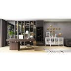 Buffet de rangement d'appoint en bois blanc avec tiroirs pour l'organisation de la maison
