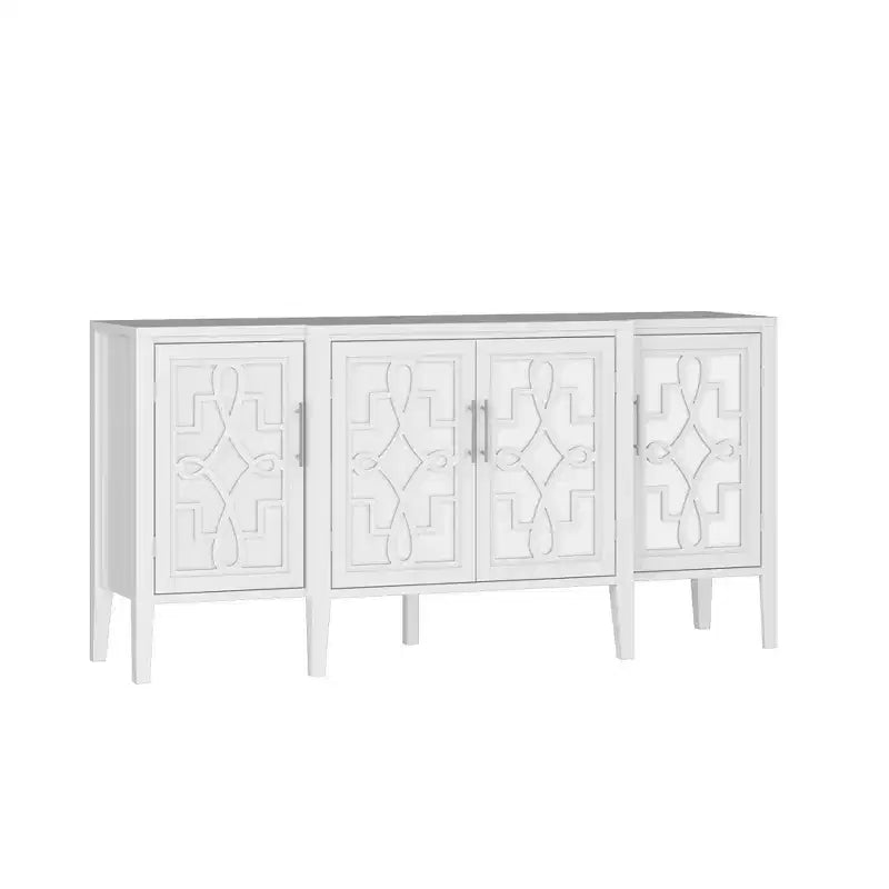 Buffet de rangement d'appoint en bois blanc avec tiroirs pour l'organisation de la maison