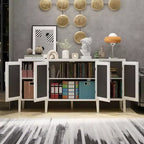 Buffet de rangement d'appoint en bois blanc avec tiroirs pour l'organisation de la maison
