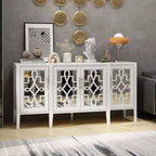 Buffet de rangement d'appoint en bois blanc avec tiroirs pour l'organisation de la maison