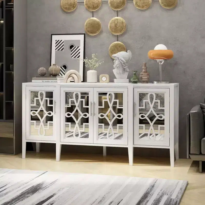 Buffet de rangement d'appoint en bois blanc avec tiroirs pour l'organisation de la maison