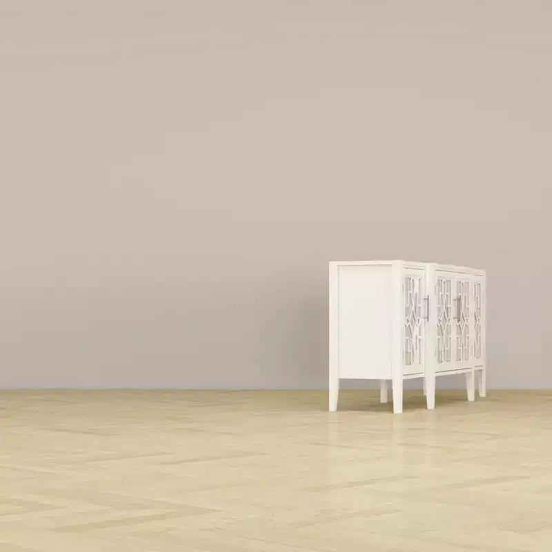 Buffet de rangement d'appoint en bois blanc avec tiroirs pour l'organisation de la maison