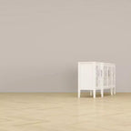Buffet de rangement d'appoint en bois blanc avec tiroirs pour l'organisation de la maison