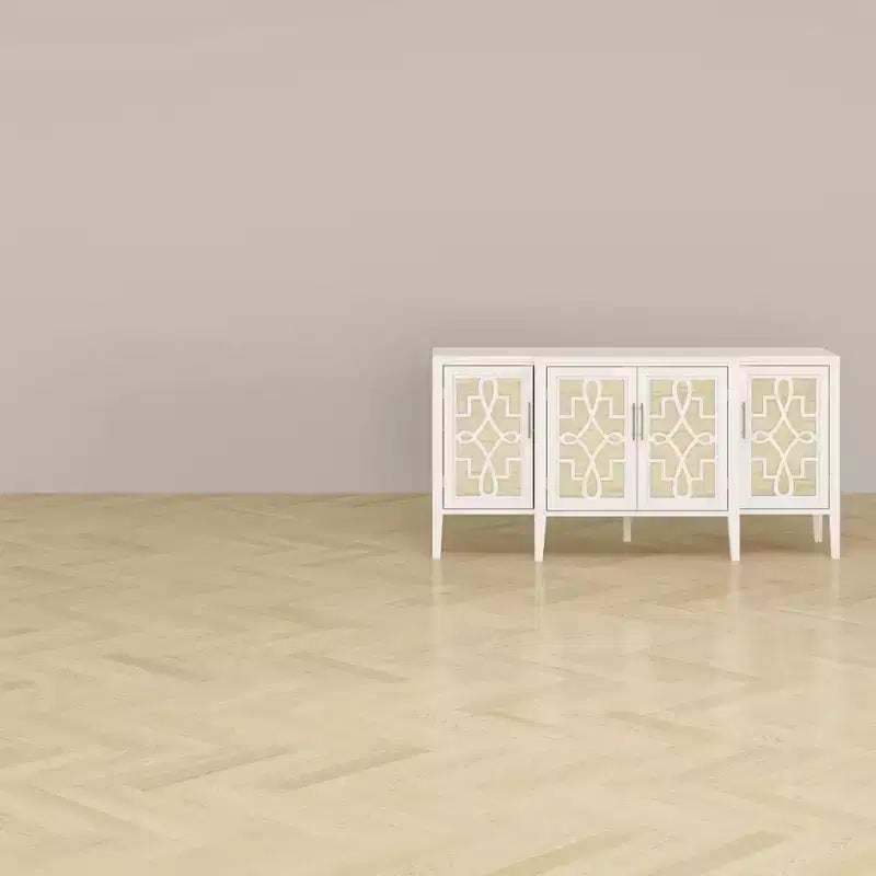 Buffet de rangement d'appoint en bois blanc avec tiroirs pour l'organisation de la maison