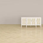 Buffet de rangement d'appoint en bois blanc avec tiroirs pour l'organisation de la maison