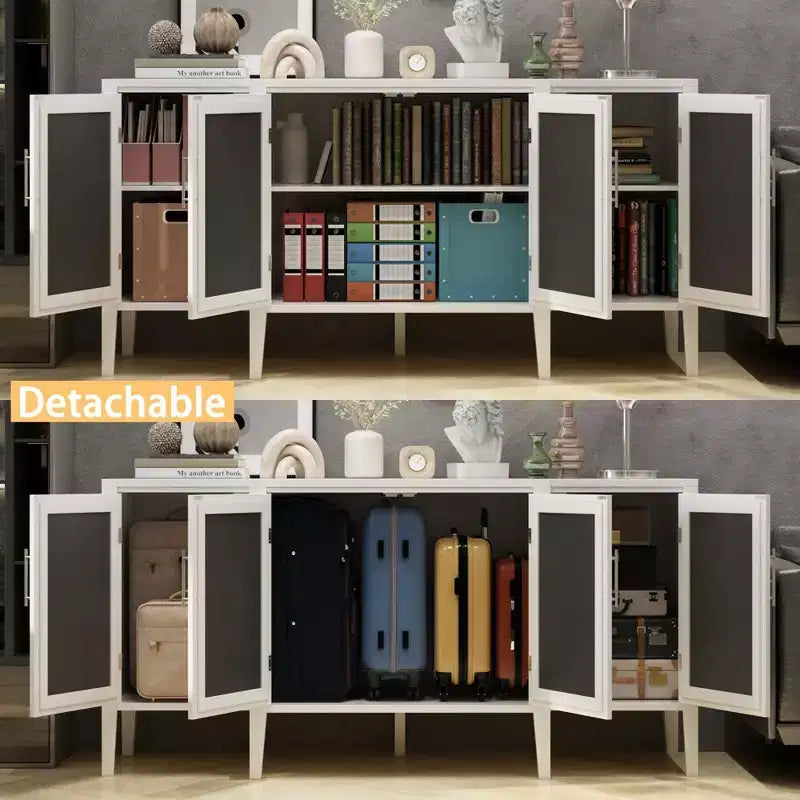 Buffet de rangement d'appoint en bois blanc avec tiroirs pour l'organisation de la maison