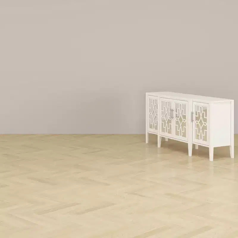Buffet de rangement d'appoint en bois blanc avec tiroirs pour l'organisation de la maison