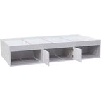 Lit Plateforme en Bois Taille Jumeau avec Rangement, Blanc - Meuble de Chambre Durable et Fonctionnel