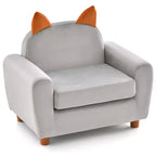 Canapé Enfant Fauteuil Enfant avec Construction Robuste en Bois et Lapin Rose en Velours Hollandais