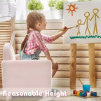 Canapé Enfant Fauteuil Enfant avec Construction Robuste en Bois et Lapin Rose en Velours Hollandais