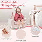 Canapé Enfant Fauteuil Enfant avec Construction Robuste en Bois et Lapin Rose en Velours Hollandais