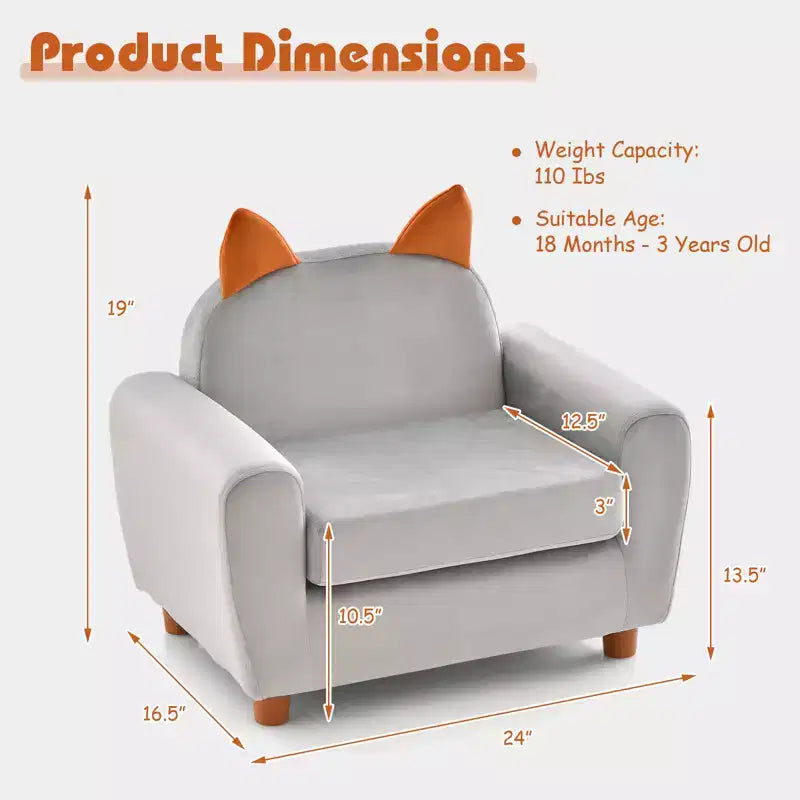 Canapé Enfant Fauteuil Enfant avec Construction Robuste en Bois et Lapin Rose en Velours Hollandais