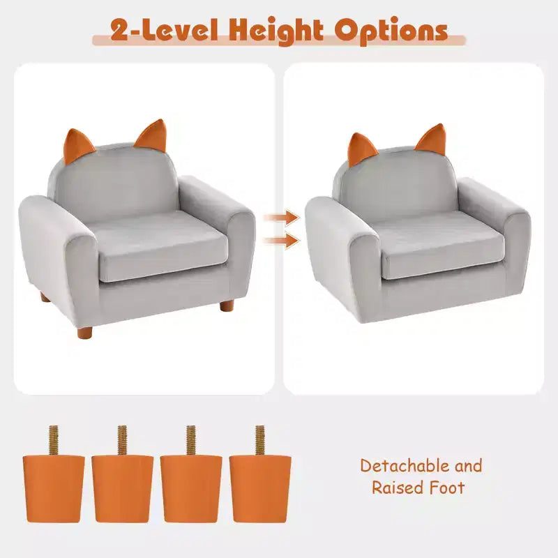 Canapé Enfant Fauteuil Enfant avec Construction Robuste en Bois et Lapin Rose en Velours Hollandais