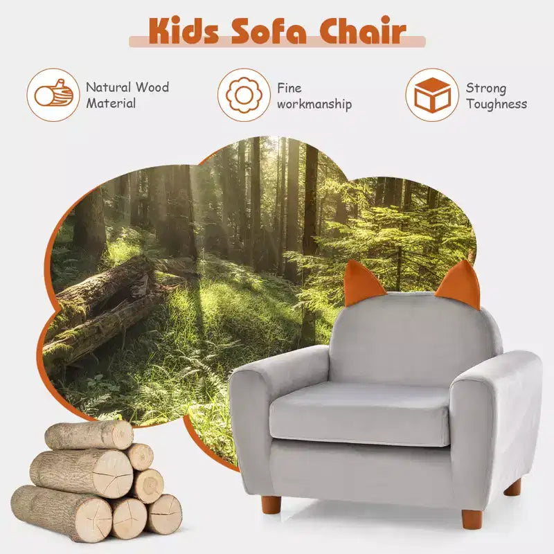 Canapé Enfant Fauteuil Enfant avec Construction Robuste en Bois et Lapin Rose en Velours Hollandais