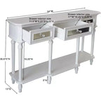 Console de canapé avec tiroirs de rangement et étagère pour entrée, Blanc