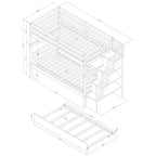 Lits superposés jumeaux avec tiroir gigogne et escalier avec rangement intégré