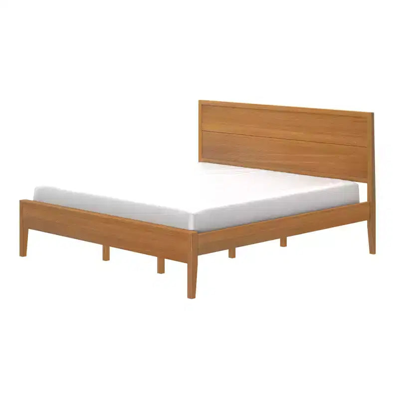 Cadre de lit King en bois massif avec tête de lit à panneaux, aucun sommier tapissier requis