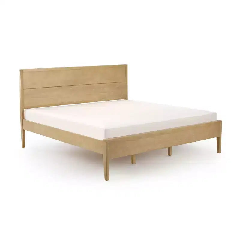 Cadre de lit King en bois massif avec tête de lit à panneaux, aucun sommier tapissier requis