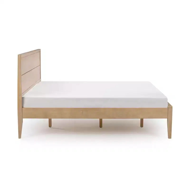 Cadre de lit King en bois massif avec tête de lit à panneaux, aucun sommier tapissier requis