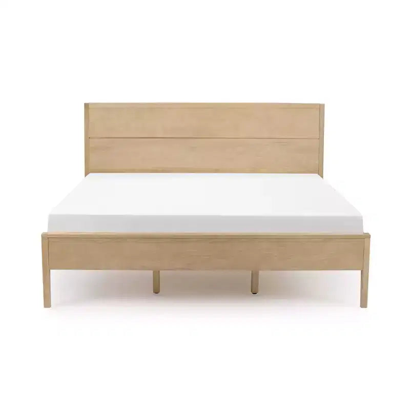 Cadre de lit King en bois massif avec tête de lit à panneaux, aucun sommier tapissier requis