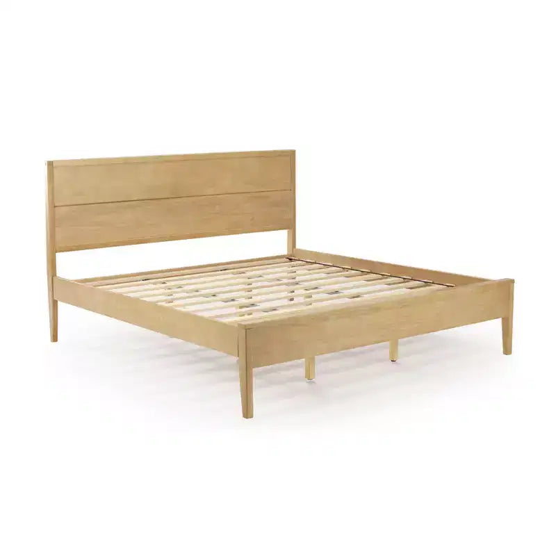 Cadre de lit King en bois massif avec tête de lit à panneaux, aucun sommier tapissier requis
