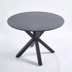Table à manger à pieds croisés de style milieu de siècle pour 4 à 6 personnes avec plateau rond en MDF, table à manger sur pied central, table d'appoint, table basse de loisirs