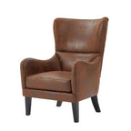 Fauteuil club contemporain à haut dossier (41 po) en microfibre, style Chesterfield