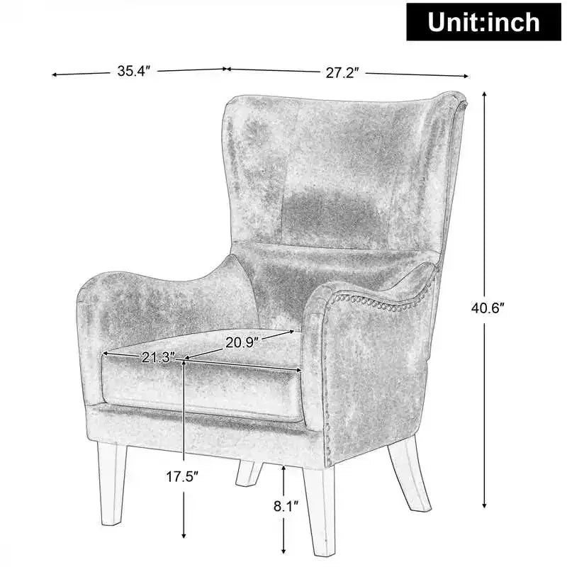 Fauteuil club contemporain à haut dossier (41 po) en microfibre, style Chesterfield