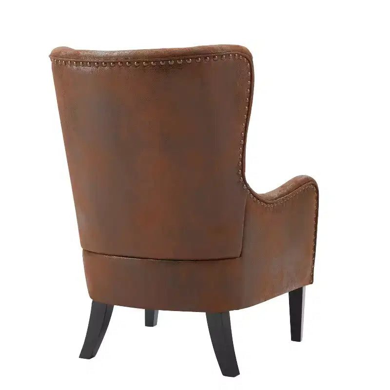 Fauteuil club contemporain à haut dossier (41 po) en microfibre, style Chesterfield