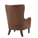 Fauteuil club contemporain à haut dossier (41 po) en microfibre, style Chesterfield