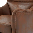 Fauteuil club contemporain à haut dossier (41 po) en microfibre, style Chesterfield