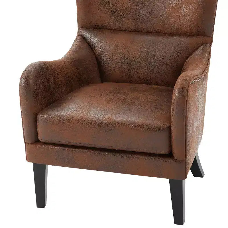 Fauteuil club contemporain à haut dossier (41 po) en microfibre, style Chesterfield