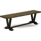 Banc de table à manger moderne avec assise en bois, 60x15x18 pouces, Noir/Espresso
