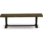 Banc de table à manger moderne avec assise en bois, 60x15x18 pouces, Noir/Espresso