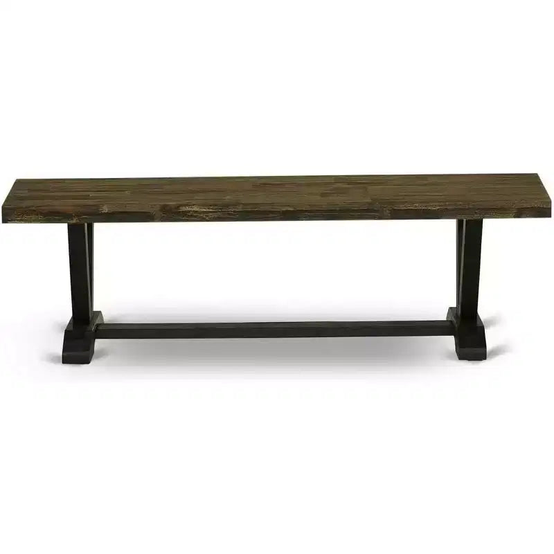 Banc de table à manger moderne avec assise en bois, 60x15x18 pouces, Noir/Espresso