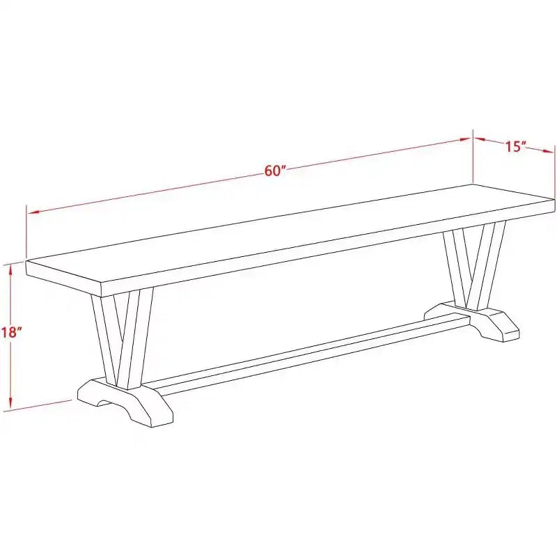 Banc de table à manger moderne avec assise en bois, 60x15x18 pouces, Noir/Espresso