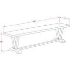 Banc de table à manger moderne avec assise en bois, 60x15x18 pouces, Noir/Espresso