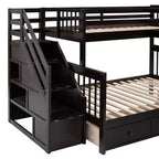 Lit superposé en L au design moderne, double sur grand format, avec 3 tiroirs, bureau portable et armoire