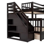 Lit superposé en L au design moderne, double sur grand format, avec 3 tiroirs, bureau portable et armoire