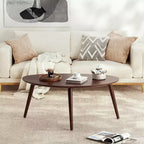 Table basse ovale en bois de chêne massif Mid-Century Modern de 85 cm de large avec trois pieds