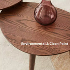 Table basse ovale en bois de chêne massif Mid-Century Modern de 85 cm de large avec trois pieds