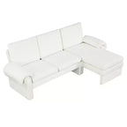 Canapé-lit futon convertible 94W avec dossier réglable, méridienne réversible et accoudoirs amovibles, beige/gris