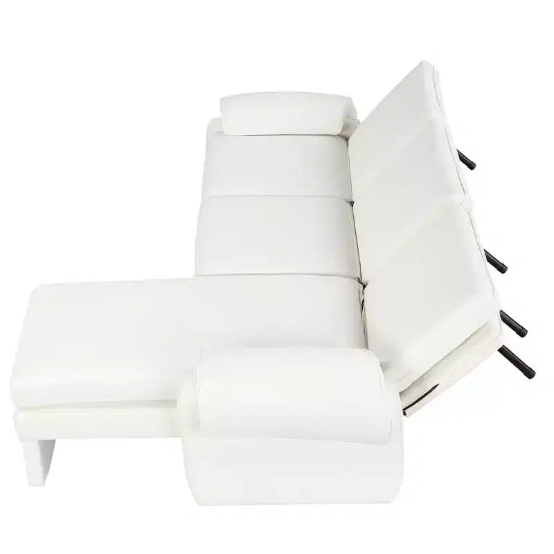 Canapé-lit futon convertible 94W avec dossier réglable, méridienne réversible et accoudoirs amovibles, beige/gris