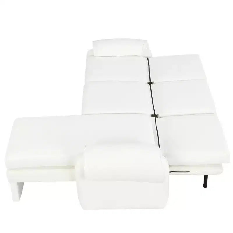 Canapé-lit futon convertible 94W avec dossier réglable, méridienne réversible et accoudoirs amovibles, beige/gris