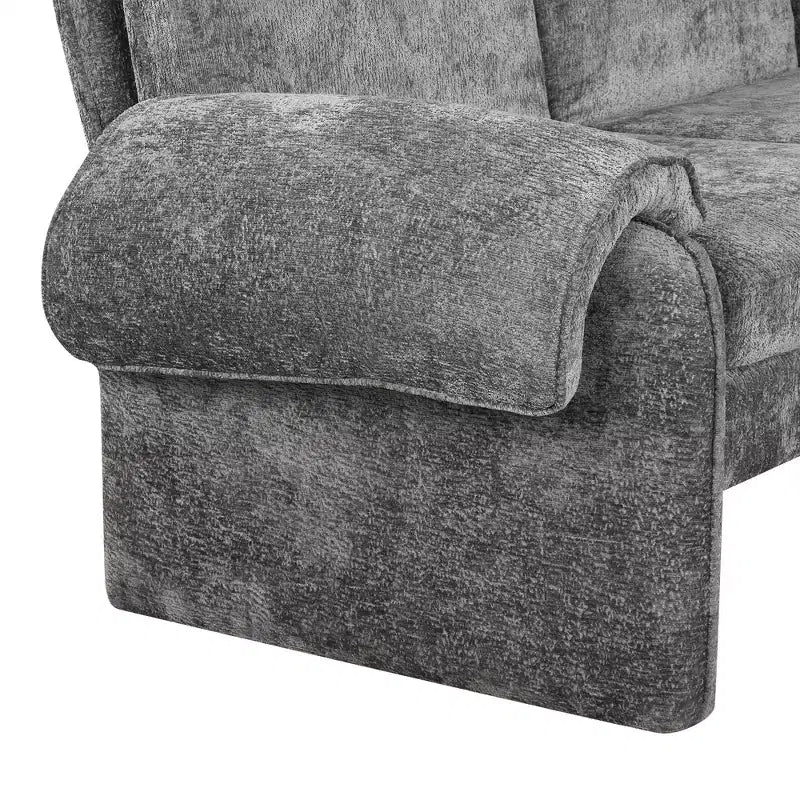 Canapé-lit futon convertible 94W avec dossier réglable, méridienne réversible et accoudoirs amovibles, beige/gris