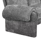 Canapé-lit futon convertible 94W avec dossier réglable, méridienne réversible et accoudoirs amovibles, beige/gris