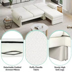 Canapé-lit futon convertible 94W avec dossier réglable, méridienne réversible et accoudoirs amovibles, beige/gris