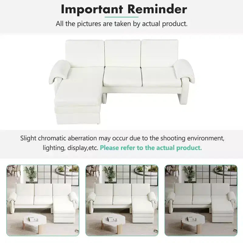 Canapé-lit futon convertible 94W avec dossier réglable, méridienne réversible et accoudoirs amovibles, beige/gris
