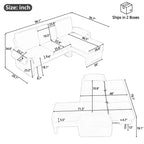 Canapé-lit futon convertible 94W avec dossier réglable, méridienne réversible et accoudoirs amovibles, beige/gris